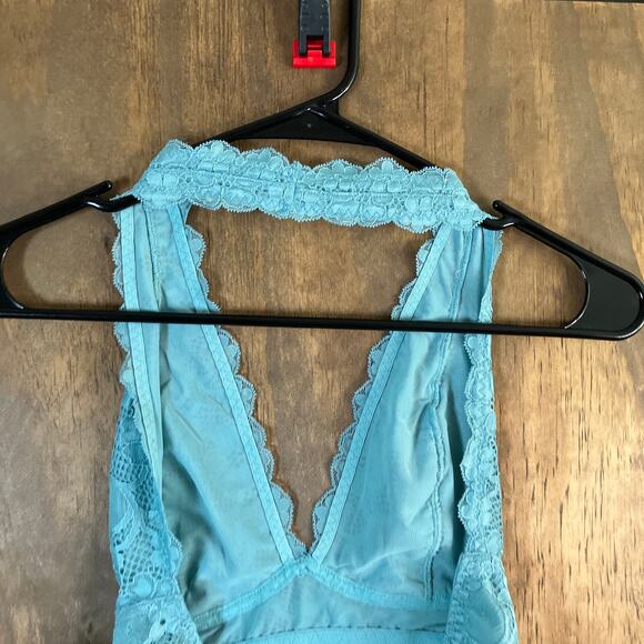 Intimately by Free People Womens Blue Floral Lace Bralette Halter Neck Small - Picture 11 of 12
